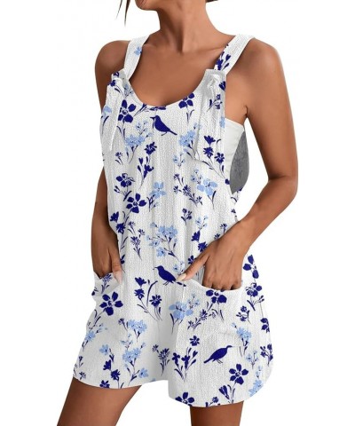 Baggy Rompers for Women Sleeveless Adjustable Strap Shorts One Piece Jumpsuit Summer Loose Wide Leg Overalls w/Pocket A20-dar...