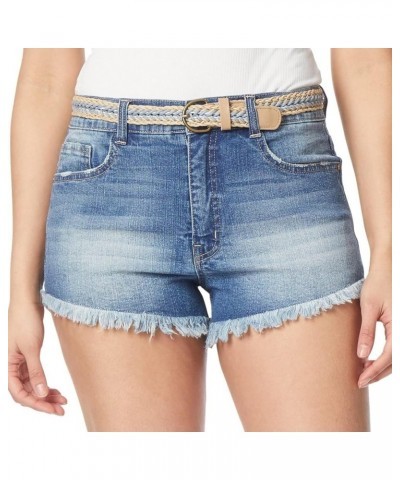 Women's Fearless Curvy Denim Shorts High-Rise Belted Insta Vintage Juniors Jaylene $17.79 Shorts