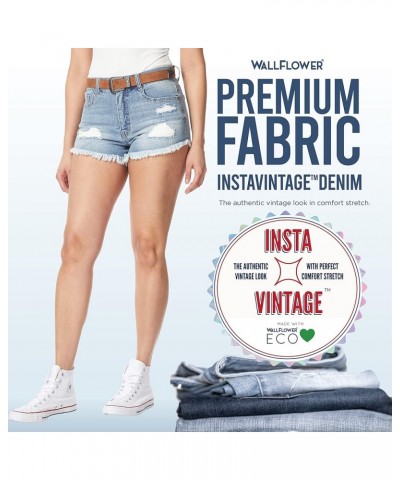 Women's Fearless Curvy Denim Shorts High-Rise Belted Insta Vintage Juniors Jaylene $17.79 Shorts