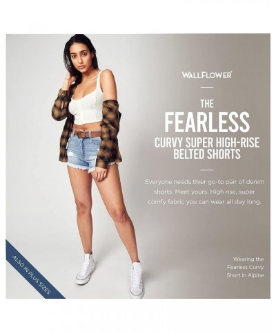 Women's Fearless Curvy Denim Shorts High-Rise Belted Insta Vintage Juniors Jaylene $17.79 Shorts