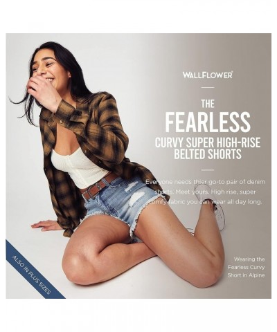 Women's Fearless Curvy Denim Shorts High-Rise Belted Insta Vintage Juniors Jaylene $17.79 Shorts