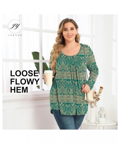 Women's Plus Size Long Sleeve Tunic Tops Scoop Neck Loose T Shirt Blouse for Leggings Khaki Blue $11.19 Tops