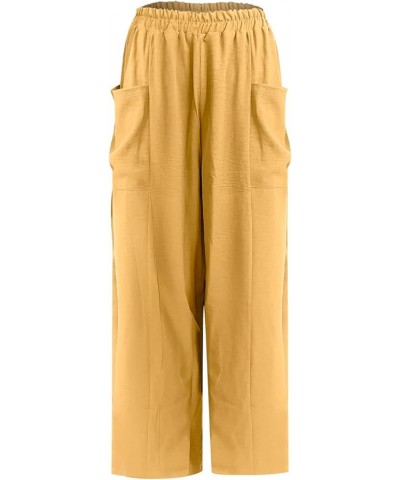 Women's Retro Cotton Linen Drawstring Trousers Fashion Bohemian Printed Pants Casual Wide Leg Pants with Pocket Beige-1 $5.00...