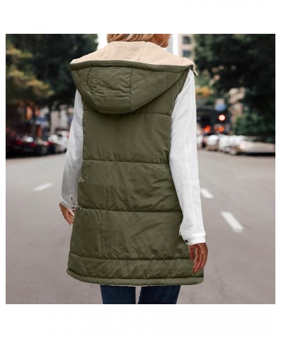 Long Puffer Vest Women Reversible Sherpa Lined Vest Fuzzy Teddy Jacket Plus Size Sleeveless Puffer Fleece Coats Army Green $1...