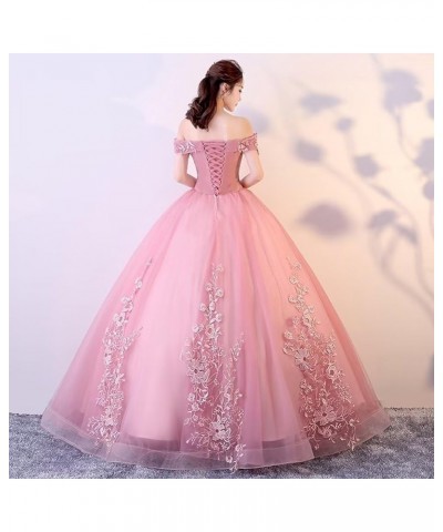 Women's Off Shoulder Satin Prom Evening Dresses Appliques Puffy Long Formal Quinceanera Ball Gown Style2-turquoise $52.50 Dre...