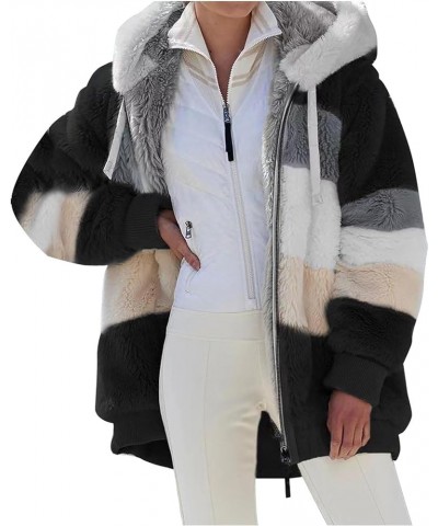 Womens Winter Coats Fleece Sherpa Jacket Comfy Zip Up Hoodie Casual Fuzzy Jackets Plus Size Warm Clothes Outerwear C-black $9...