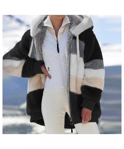 Womens Winter Coats Fleece Sherpa Jacket Comfy Zip Up Hoodie Casual Fuzzy Jackets Plus Size Warm Clothes Outerwear C-black $9...