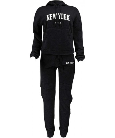 Womens 2 Piece Outfits Lounge Hoodie Sweatsuit Sets Tracksuit 2023 Fall Fashion Sweatshirt Sweatpants with Pockets 08-black $...