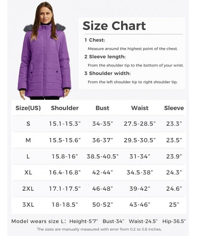 Women's Warm Winter Coat Heavy Puffer Jacket Parka with Fur Trimmed Hood Purple $37.39 Jackets