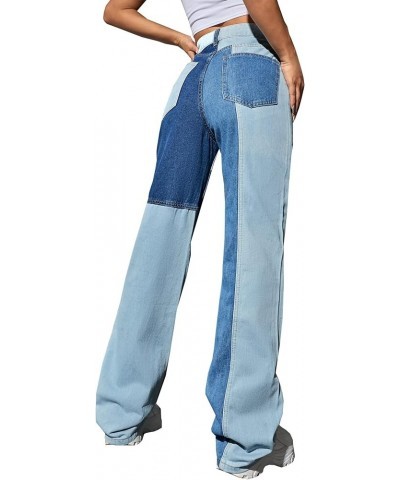 Baggy Jeans for Women High Waisted Stright Leg Wide Leg Boyfriend Cargo Jeans Y2K Casual Loose Denim Cargo Pants H-blue $10.1...