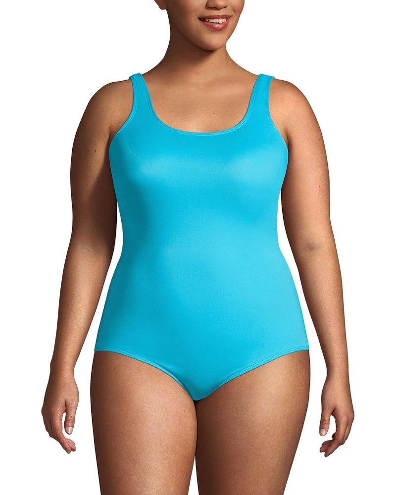 Womens Chlorine Resistant Tugless Tank Soft Cup One Piece Swimsuit Turquoise Regular 16 $22.45 Swimsuits