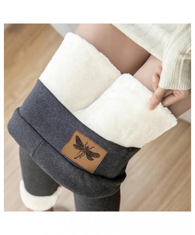 Winter Sherpa Fleece Lined Leggings for Women Winter Warm Thermal Pants Workout High Waist Leggings Yoga D-gray $8.05 Leggings