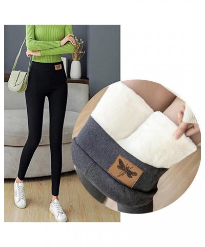 Winter Sherpa Fleece Lined Leggings for Women Winter Warm Thermal Pants Workout High Waist Leggings Yoga D-gray $8.05 Leggings