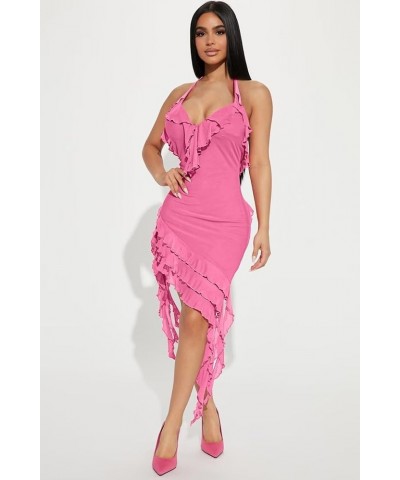 Women 3D Floral Tassels Ruffle Dress Sleeveless See Through Sheer Mesh Split Ruched Club Party Dress 20pink $23.93 Dresses