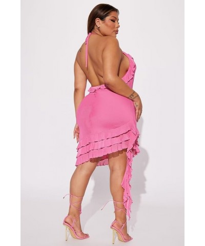 Women 3D Floral Tassels Ruffle Dress Sleeveless See Through Sheer Mesh Split Ruched Club Party Dress 20pink $23.93 Dresses