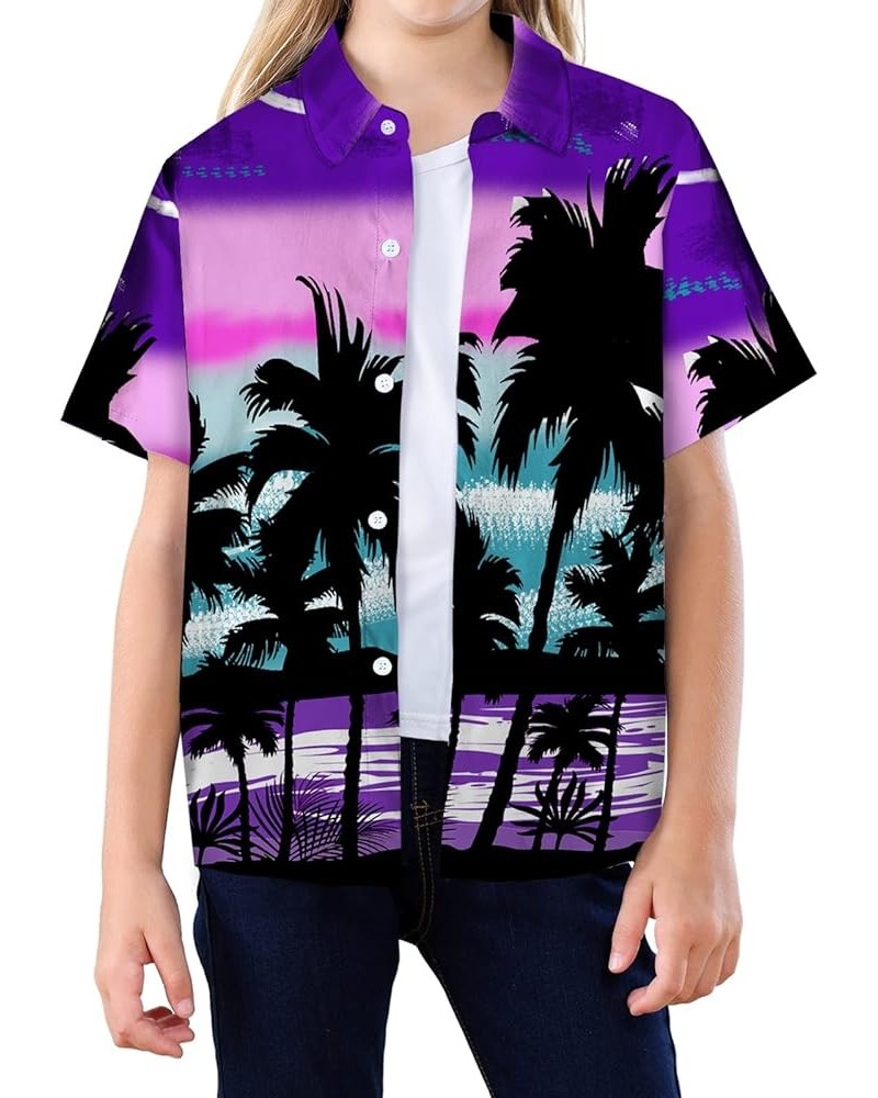 Girls & Womens Hawaiian Shirts Short Sleeve Summer Button Down Tropical Shirts, 2 Years - 2XL Youth Hawaiian Purple $9.54 Blo...