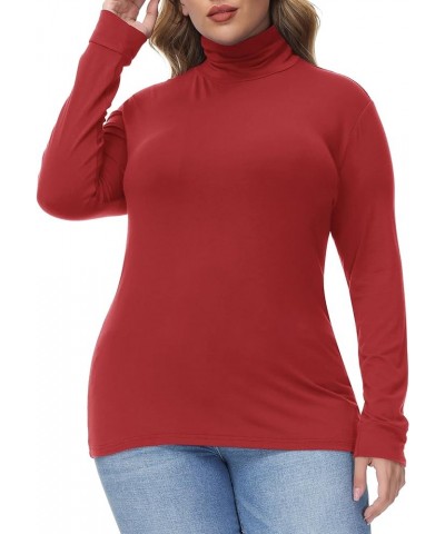 Womens Plus Size Turtleneck Long Sleeve Shirts Ultra-Soft Stretchy Mock Neck Base Layer Tops for Fall Winter Turtleneck-dark ...