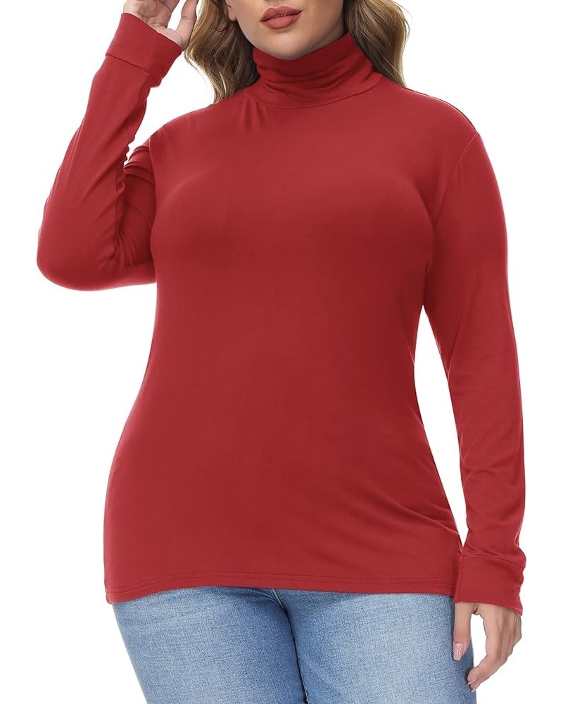 Womens Plus Size Turtleneck Long Sleeve Shirts Ultra-Soft Stretchy Mock Neck Base Layer Tops for Fall Winter Turtleneck-dark ...