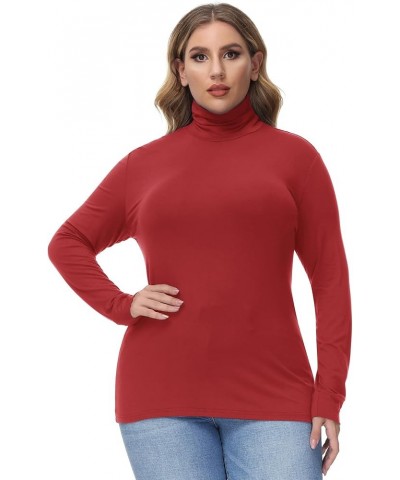 Womens Plus Size Turtleneck Long Sleeve Shirts Ultra-Soft Stretchy Mock Neck Base Layer Tops for Fall Winter Turtleneck-dark ...