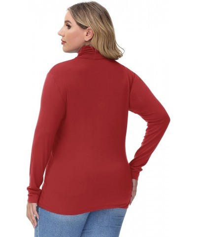 Womens Plus Size Turtleneck Long Sleeve Shirts Ultra-Soft Stretchy Mock Neck Base Layer Tops for Fall Winter Turtleneck-dark ...