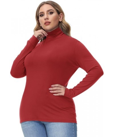 Womens Plus Size Turtleneck Long Sleeve Shirts Ultra-Soft Stretchy Mock Neck Base Layer Tops for Fall Winter Turtleneck-dark ...