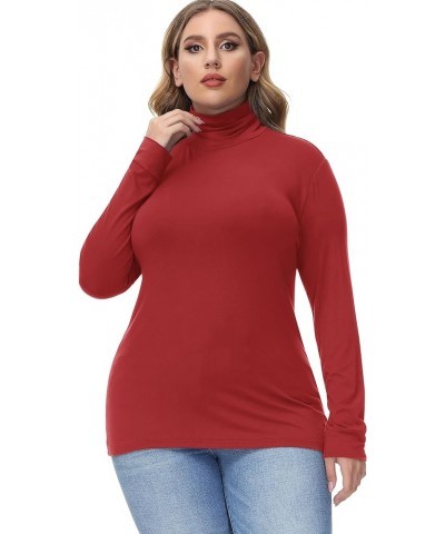 Womens Plus Size Turtleneck Long Sleeve Shirts Ultra-Soft Stretchy Mock Neck Base Layer Tops for Fall Winter Turtleneck-dark ...