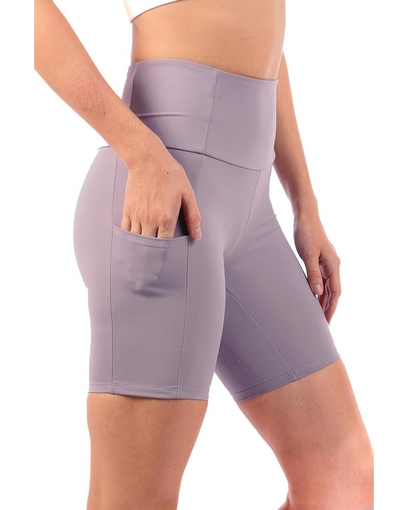 OFENTI High Waisted Yoga Shorts with Pockets Super Soft Biker Shorts for Workout Gym Running Shorts 8" Lavender $14.15 Active...