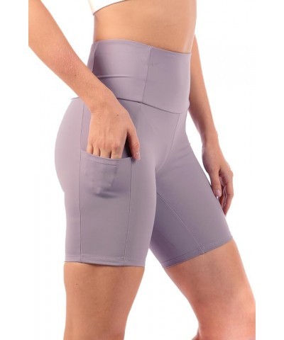 OFENTI High Waisted Yoga Shorts with Pockets Super Soft Biker Shorts for Workout Gym Running Shorts 8" Lavender $14.15 Active...