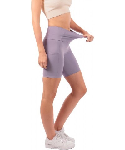 OFENTI High Waisted Yoga Shorts with Pockets Super Soft Biker Shorts for Workout Gym Running Shorts 8" Lavender $14.15 Active...