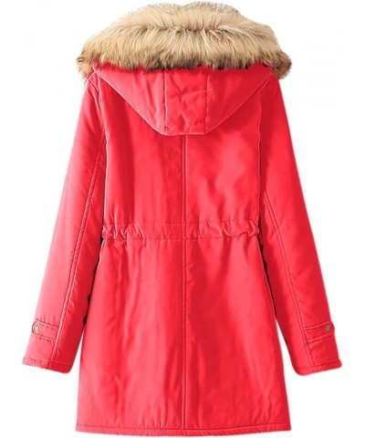 Winter Coats For Women 2023 Trendy Thicken Puffer Jackets With Faux Fur Hood Warm Parka Coat Outwear G07-red $17.09 Coats