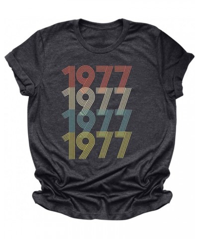 Womens Oversized Vintage Baggy Unique Ages Birthday Numbers Printed T Shirt Crewneck Short Sleeve Tops 1977 $10.19 T-Shirts