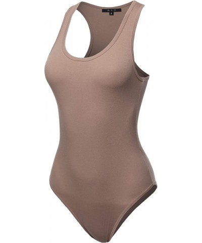 Women's Fashion Basic Premium Cotton Racerback Sleeveless Tank Body Suit Yawbsv0001 Mocha $11.59 Lingerie