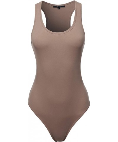 Women's Fashion Basic Premium Cotton Racerback Sleeveless Tank Body Suit Yawbsv0001 Mocha $11.59 Lingerie