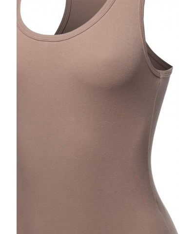 Women's Fashion Basic Premium Cotton Racerback Sleeveless Tank Body Suit Yawbsv0001 Mocha $11.59 Lingerie