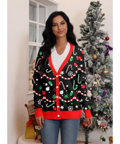 Women Ugly Christmas Cardigan Sweater Long Sleeve Button Down Cozy V Neck Sweater Soft Knitwear Christmas-05 $10.79 Sweaters