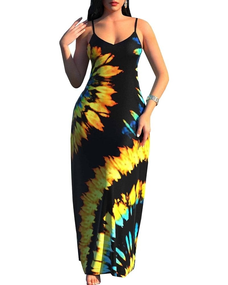 Women's Maxi Sunflower Dresses Sleeveless Long Tie Dye Dress Casual Sundresses with Pockets 542-3 $16.66 Dresses