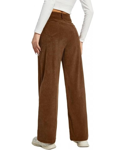 Women's Corduroy Loose Mid Rise Pant Casual Fall Straight Leg Elastic Waist Pants with Pockets Caramel $24.90 Pants