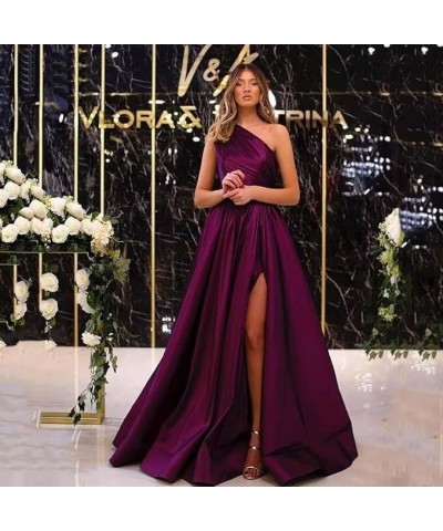 One Shoulder Satin Prom Dresses with Slit Long Formal Evening Gowns with Pockets for Women Party Royal Blue $44.19 Dresses