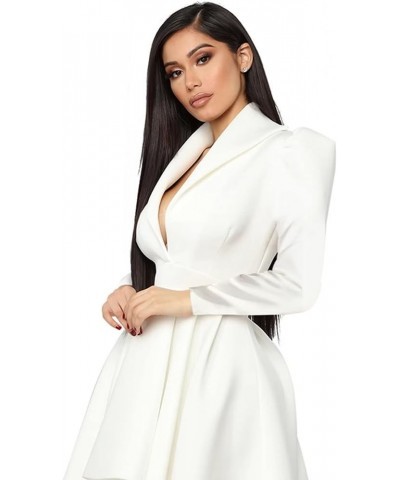 High Low Tops for Women-Ruffle Bodycon Peplum Asymmetrical Tunic Shirt Dresses White3 $15.75 Tops