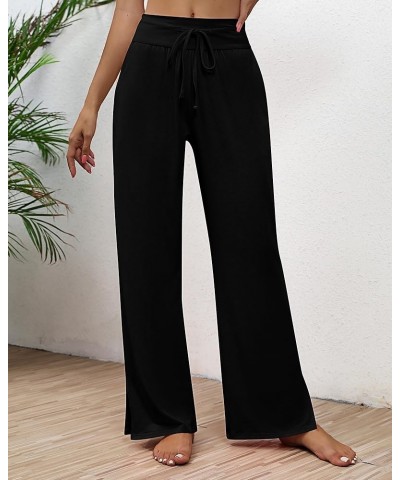 3 Pack Women's Lounge Pants Wide Leg Yoga Sweatpants with Pockets High Waisted Drawstring Lounge Loose Workout Jogger Black, ...