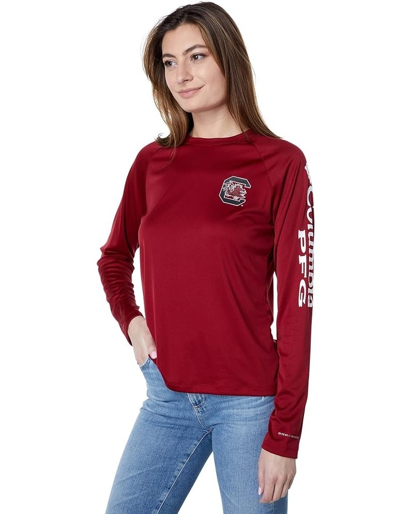 Women's Collegiate Tidal Tee Ls Shirt South Carolina Fighting Gamecocks Large Sc - Beet, White $32.75 T-Shirts