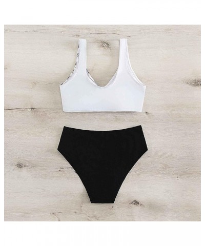 Bikini Sets for Women Two Piece Bathing Suits Push Up Criss Cross Bikini Top Tummy Control Swimsuits White $10.20 Swimsuits