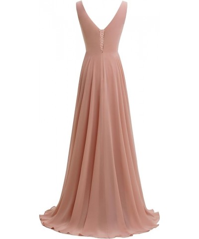 Women's V Neck Bridesmaid Dresses Sleeveless Chiffon A Line Formal Party Dress with Slit 2023 NO123 Rust $33.82 Dresses