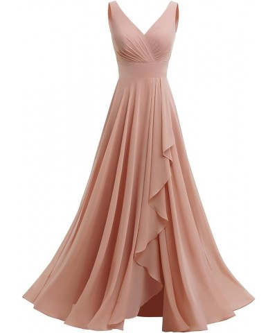 Women's V Neck Bridesmaid Dresses Sleeveless Chiffon A Line Formal Party Dress with Slit 2023 NO123 Rust $33.82 Dresses