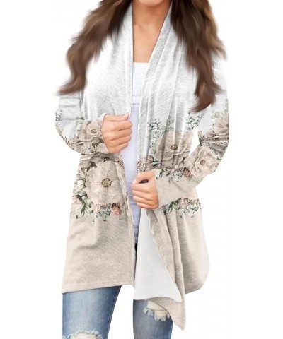 Spring Fashion for Women,2024 Spring Trendy Print Cardigan Fashion Casual Floral Print Medium Length Cardigan Jacket Coat 1-g...